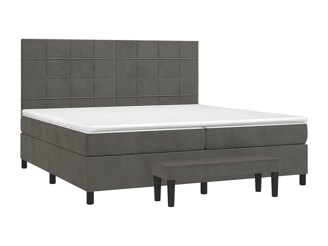 Sommier à lattes de lit et matelas Gris foncé 200x200 Velours