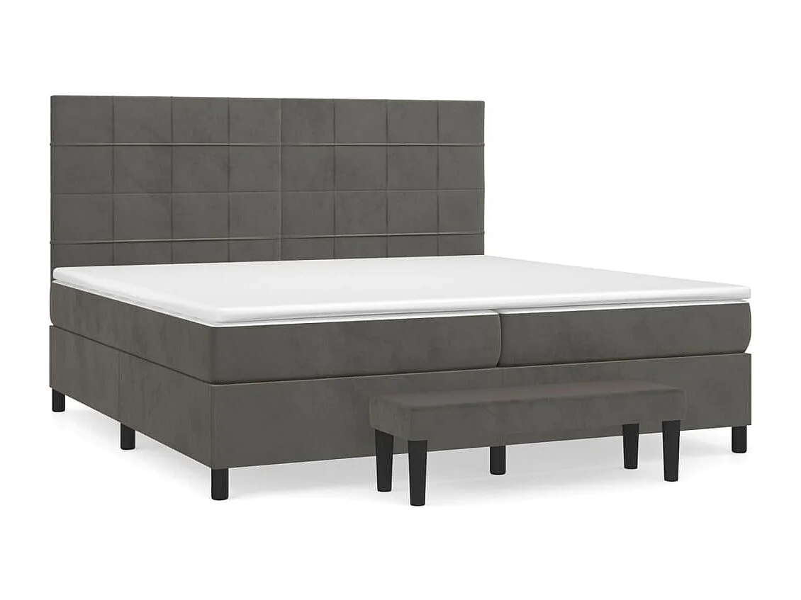 Sommier à lattes de lit et matelas Gris foncé 200x200 Velours