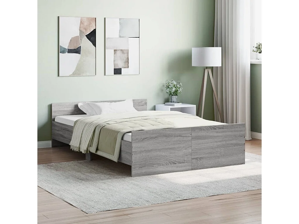 Cadre de lit tête de lit et pied de lit sonoma gris 120x200