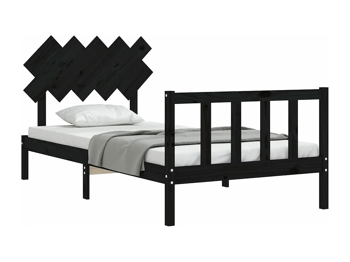 Cadre de lit et tête de lit noir 100x200 bois massif