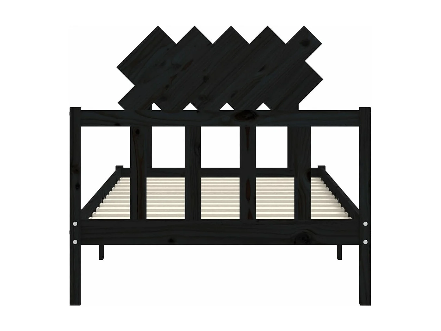 Cadre de lit et tête de lit noir 100x200 bois massif
