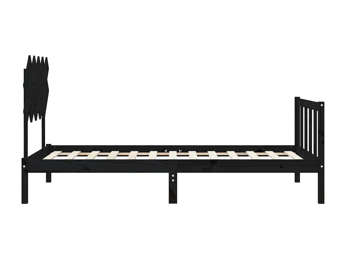 Cadre de lit et tête de lit noir 100x200 bois massif