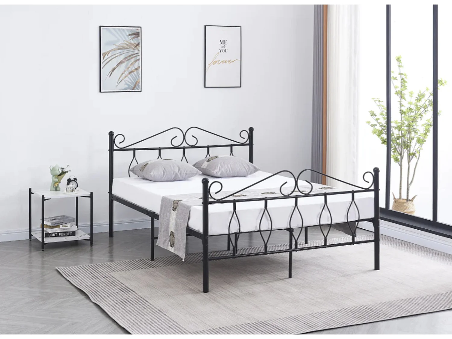 Lit métal Kym-Couleur Noir-140x190