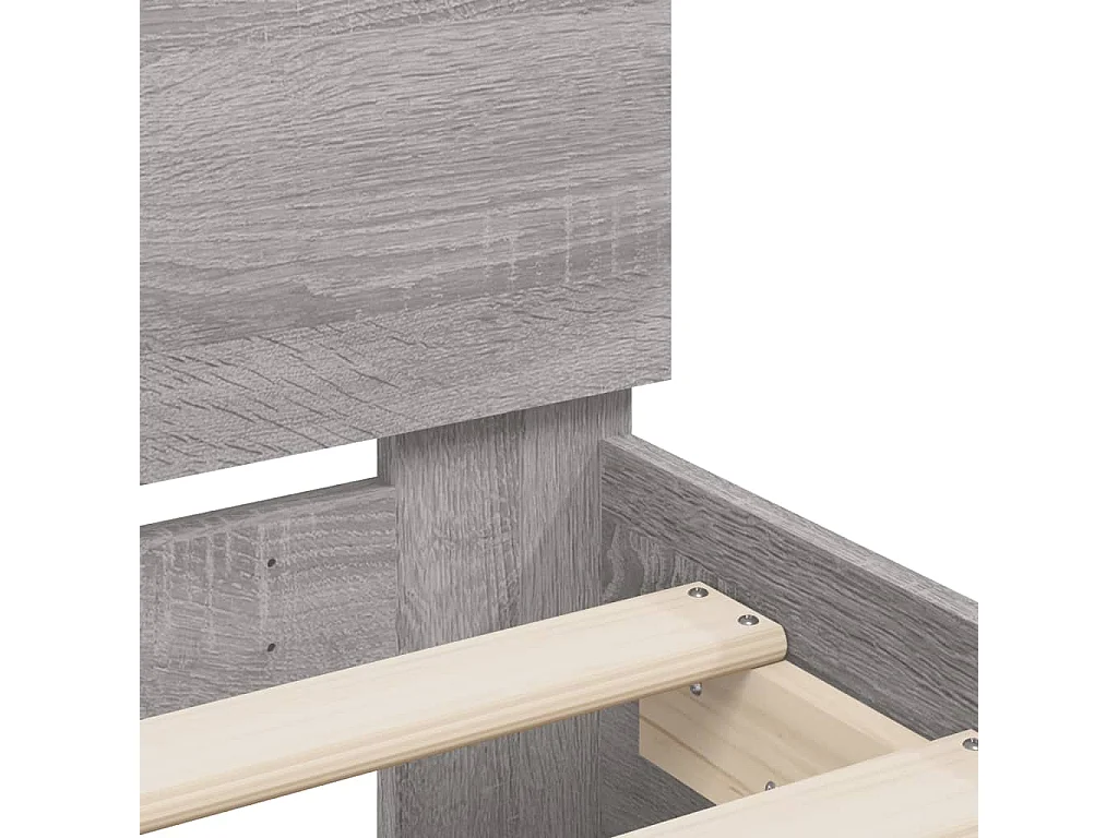 Bedframe met hoofdbord en LED grijs sonoma eikenkleur 75x190 cm