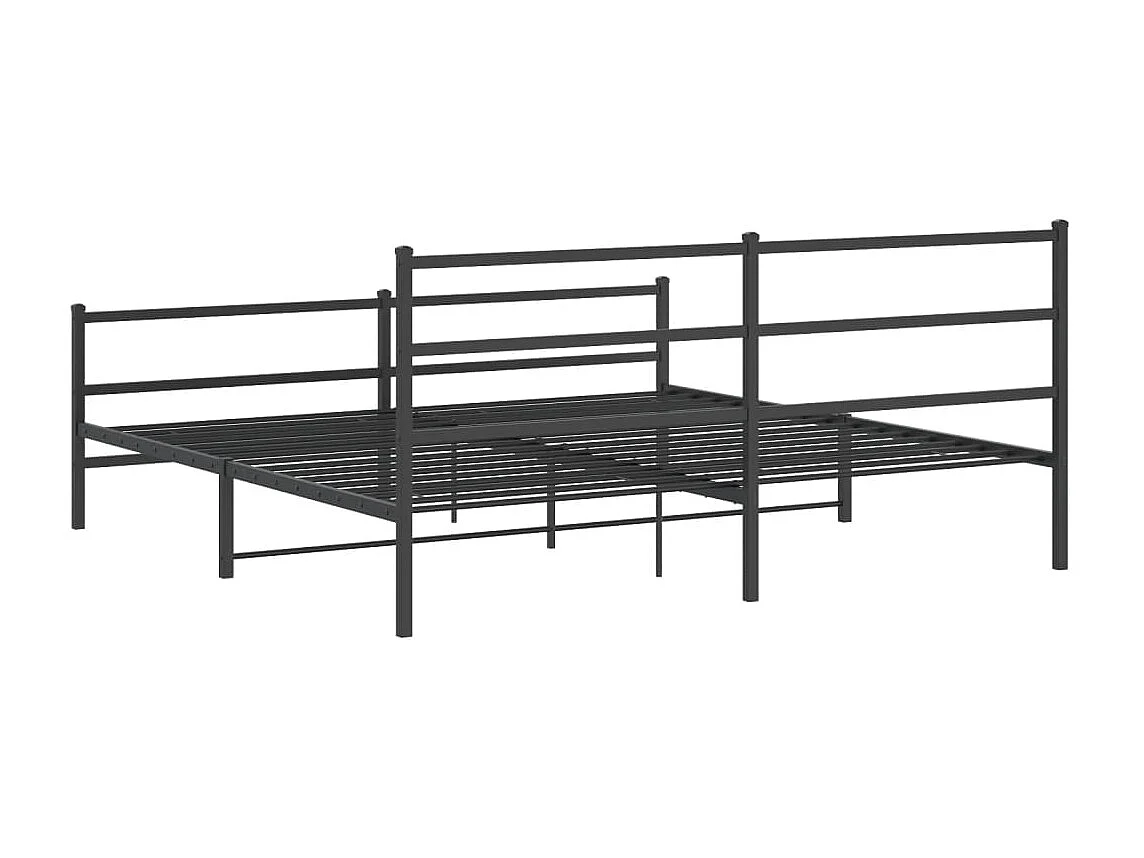 Cadre de lit métal avec tête de lit-pied de lit noir 183x213
