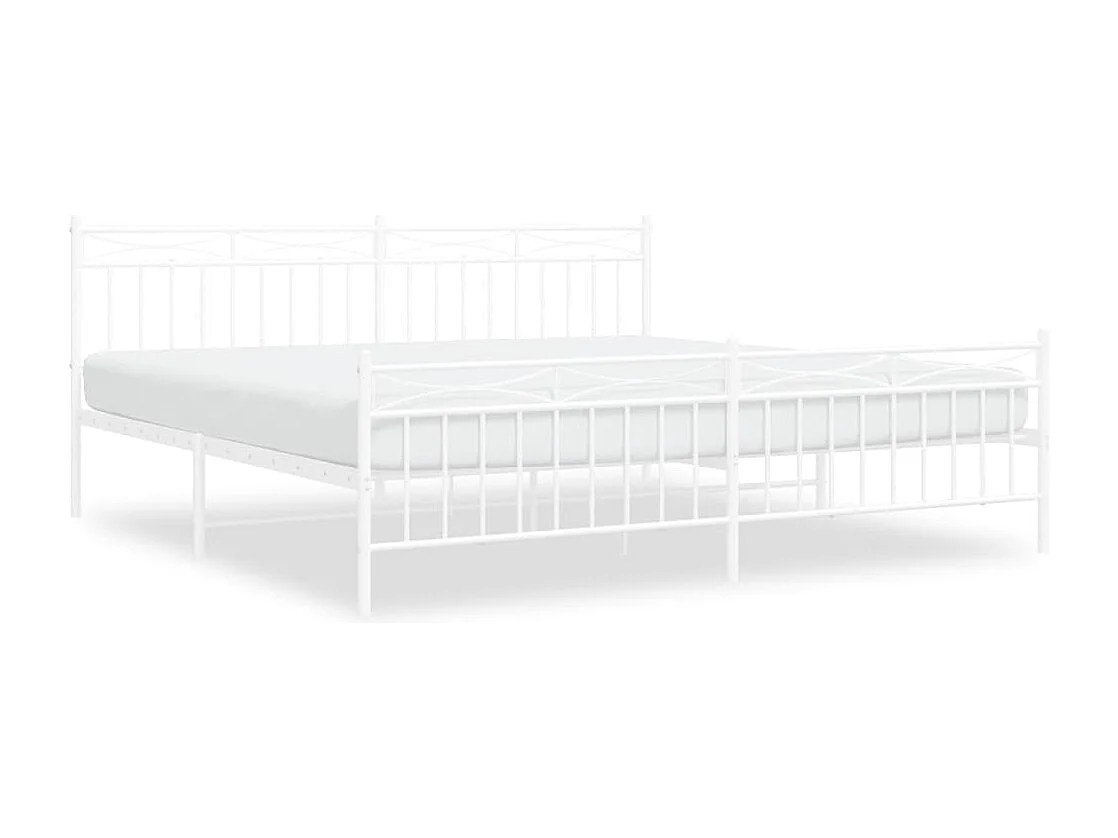 Cadre de lit métal avec tête de lit-pied de lit blanc 193x203