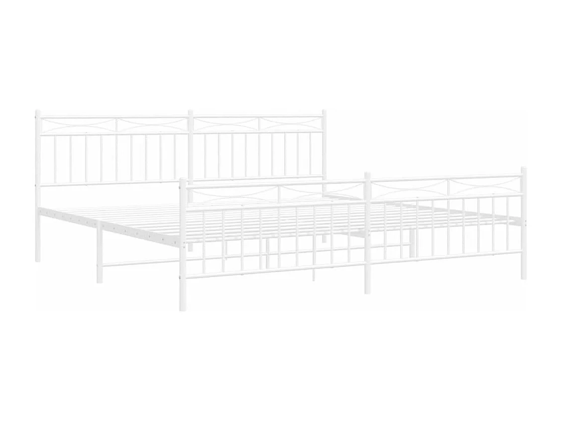 Cadre de lit métal avec tête de lit-pied de lit blanc 193x203
