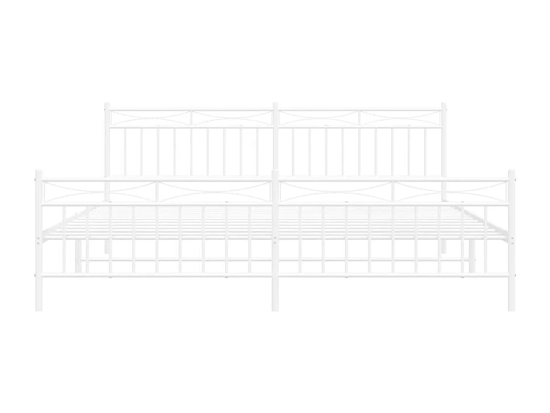 Cadre de lit métal avec tête de lit-pied de lit blanc 193x203