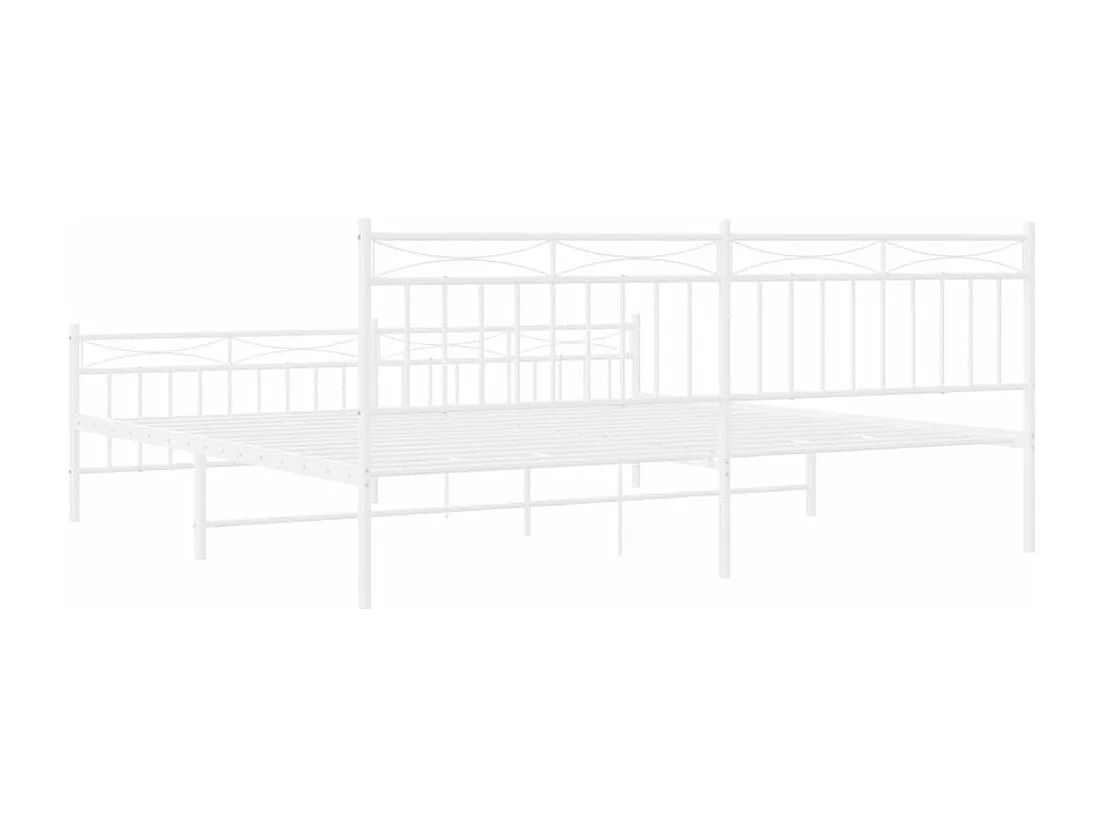 Cadre de lit métal avec tête de lit-pied de lit blanc 193x203