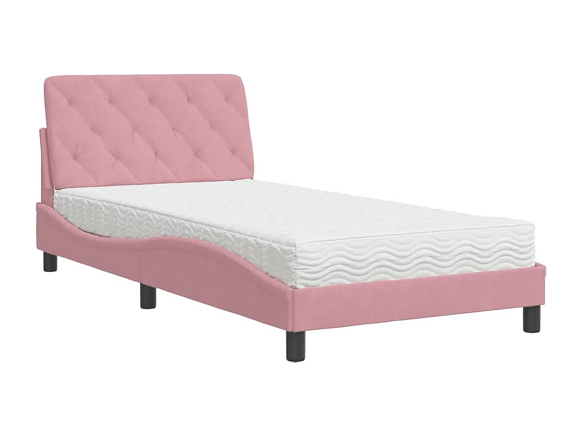 Lit avec matelas rose 100x200 velours