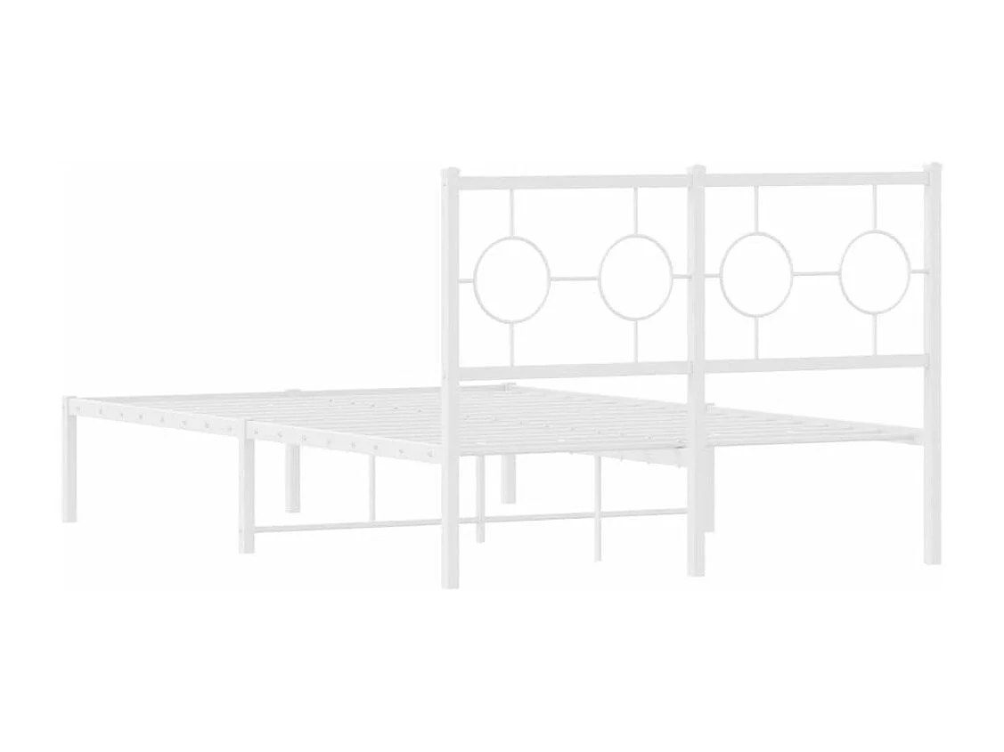 Cadre de lit métal avec tête de lit blanc 120x190