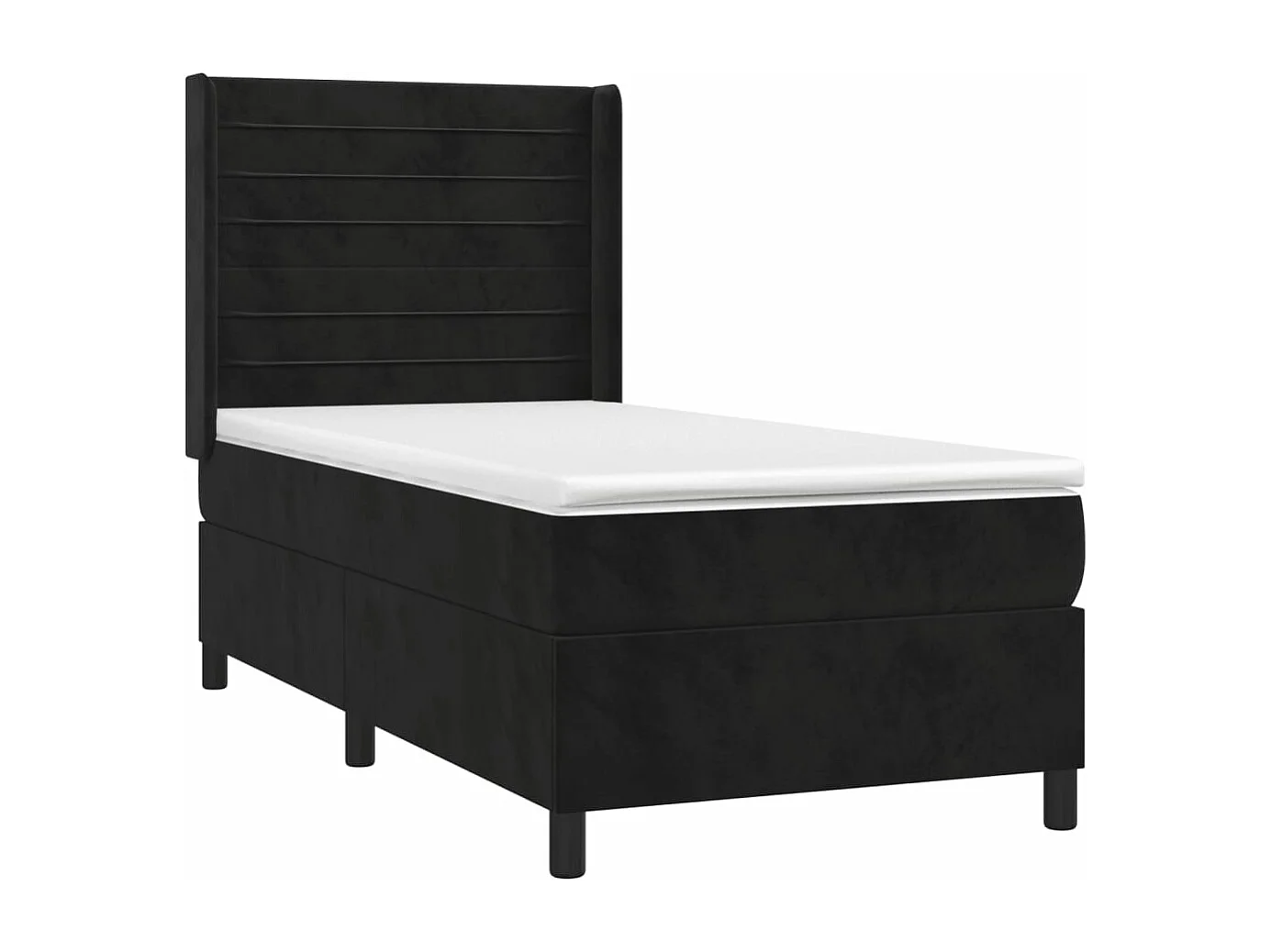 Sommier à lattes de lit matelas et LED Noir 90x190 Velours