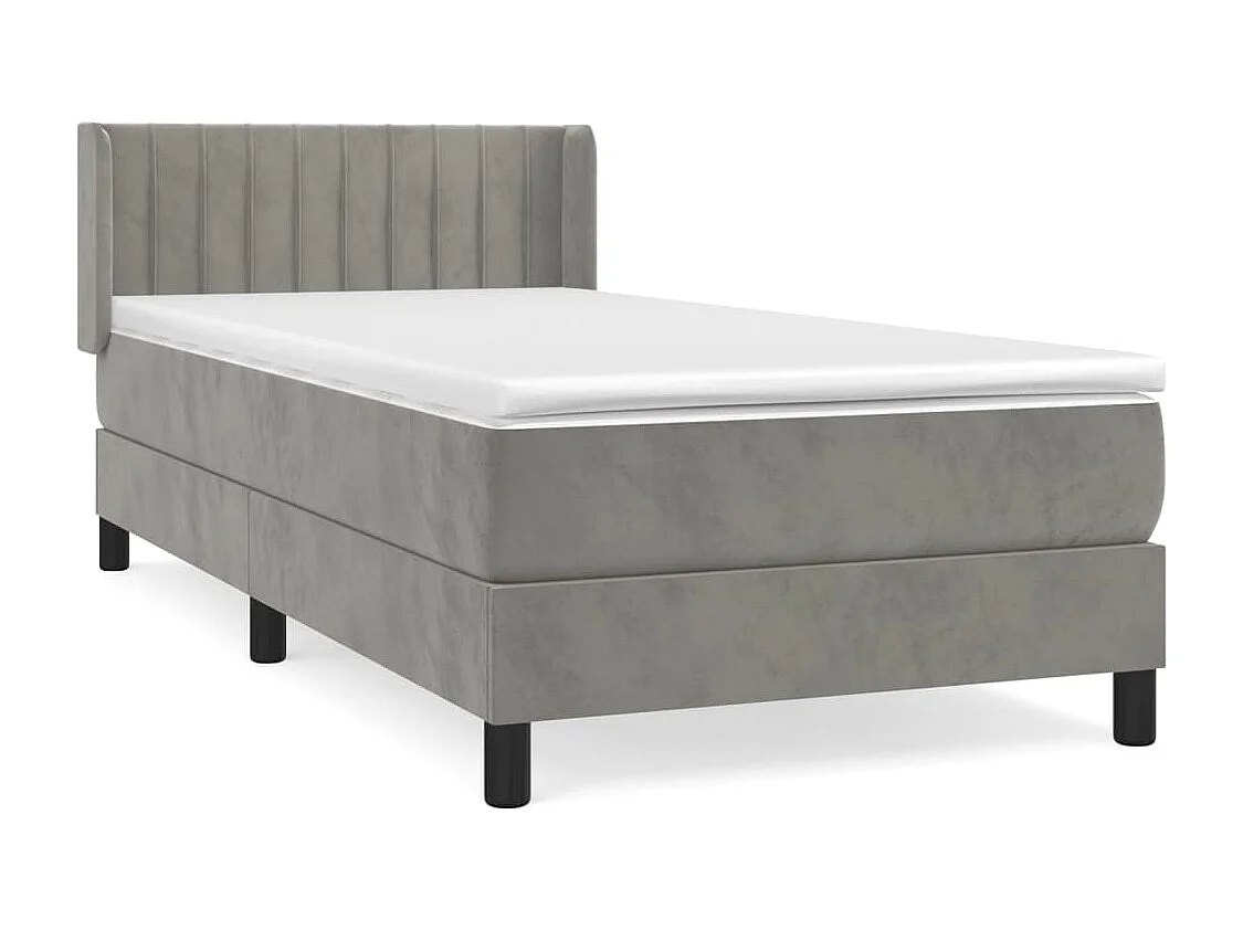 Sommier à lattes de lit et matelas Gris clair 80x200 Velours