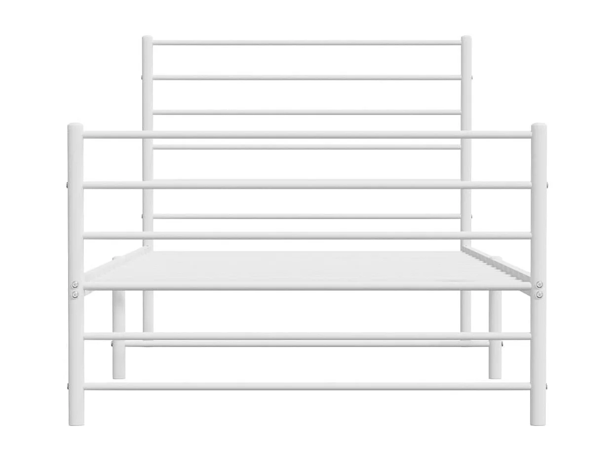 Cadre de lit métal avec tête de lit-pied de lit blanc 100x200