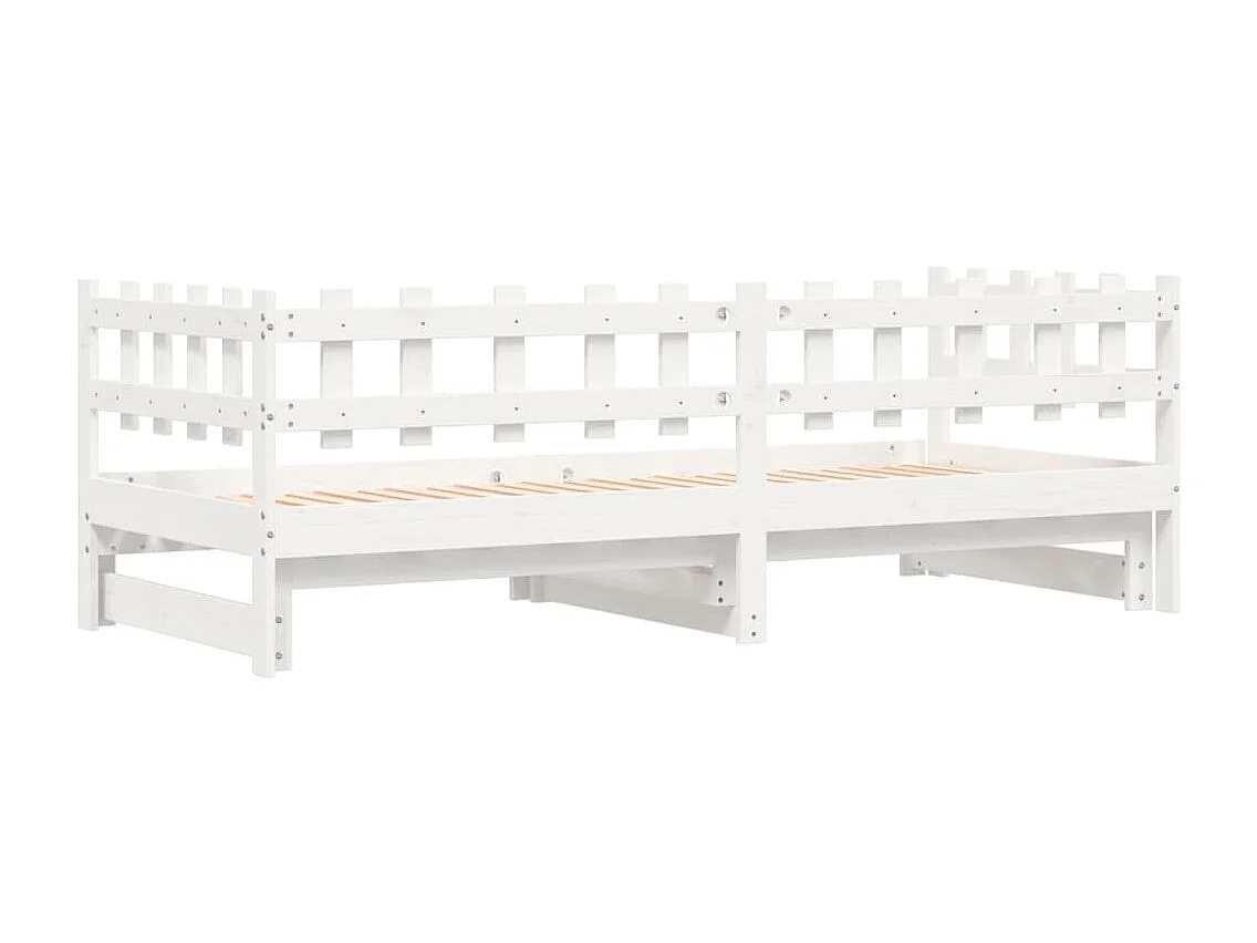 Lit coulissant Blanc 2x(90x200) cm Bois de pin massif