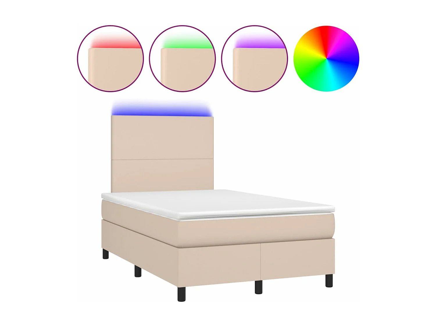 Sommier à lattes de lit avec matelas LED cappuccino 120x190