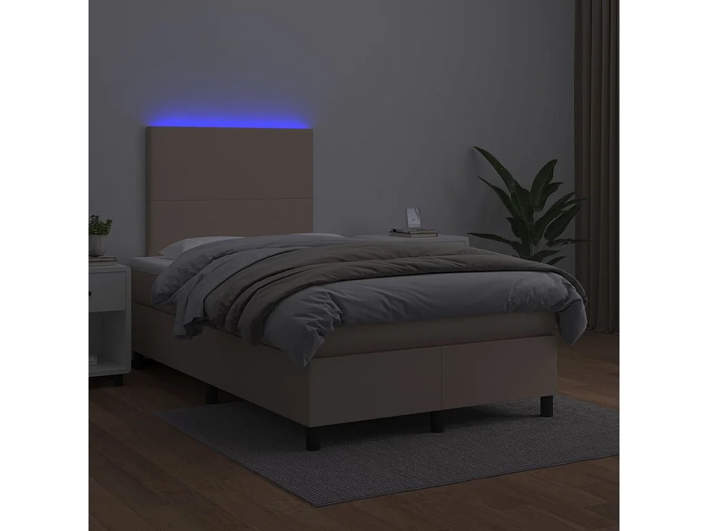 Sommier à lattes de lit avec matelas LED cappuccino 120x190