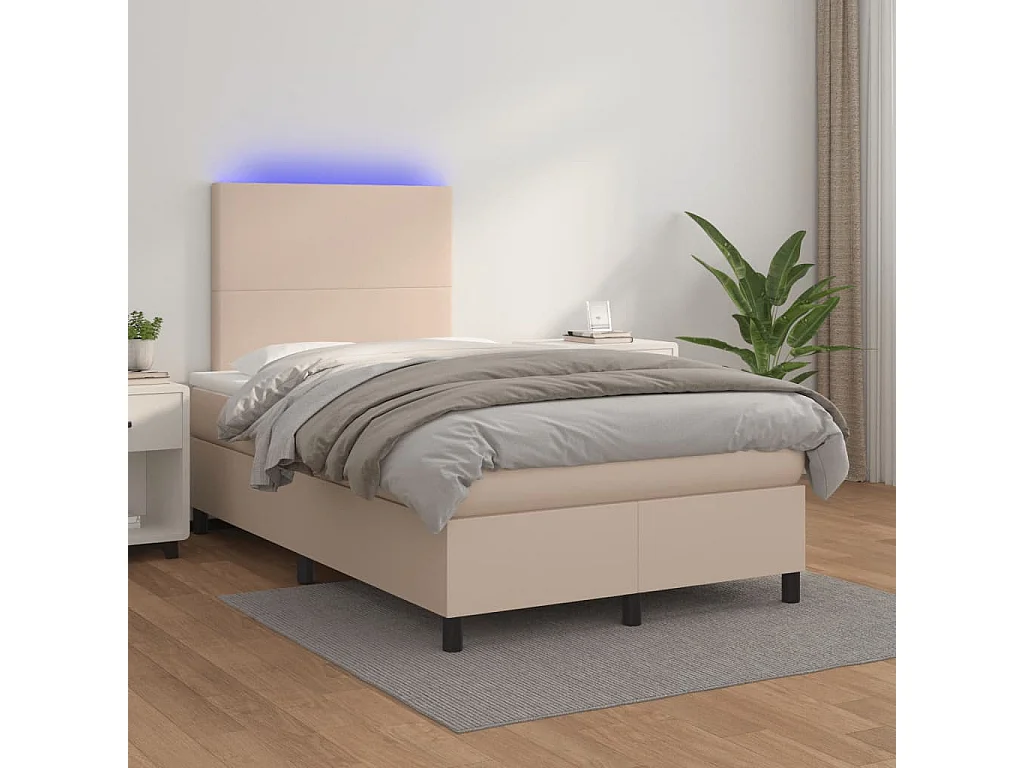 Sommier à lattes de lit avec matelas LED cappuccino 120x190