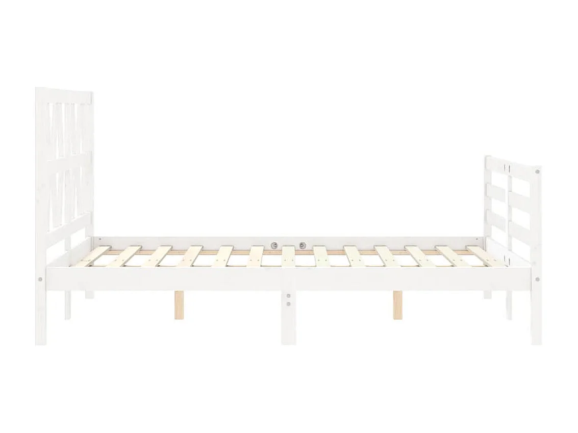 Cadre de lit avec tête de lit blanc 140x190 bois massif