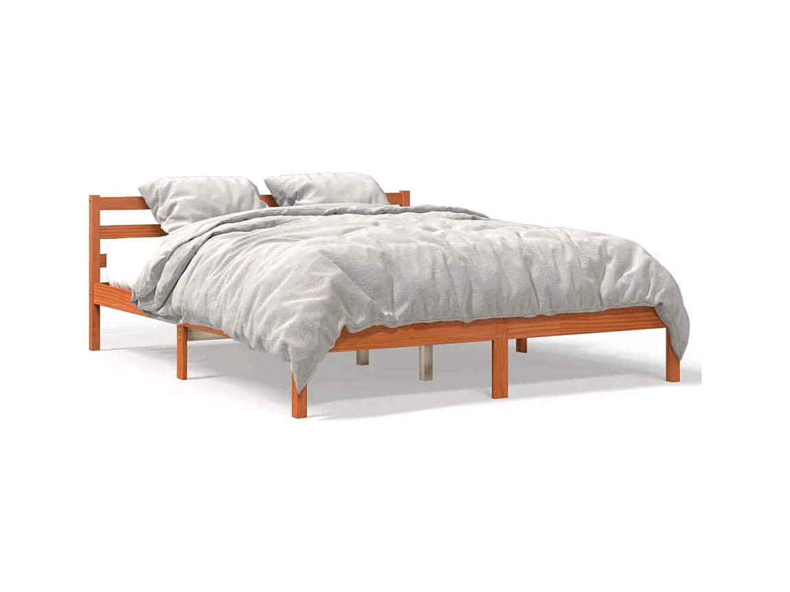 Cadre de lit marron 200x200 bois de pin massif