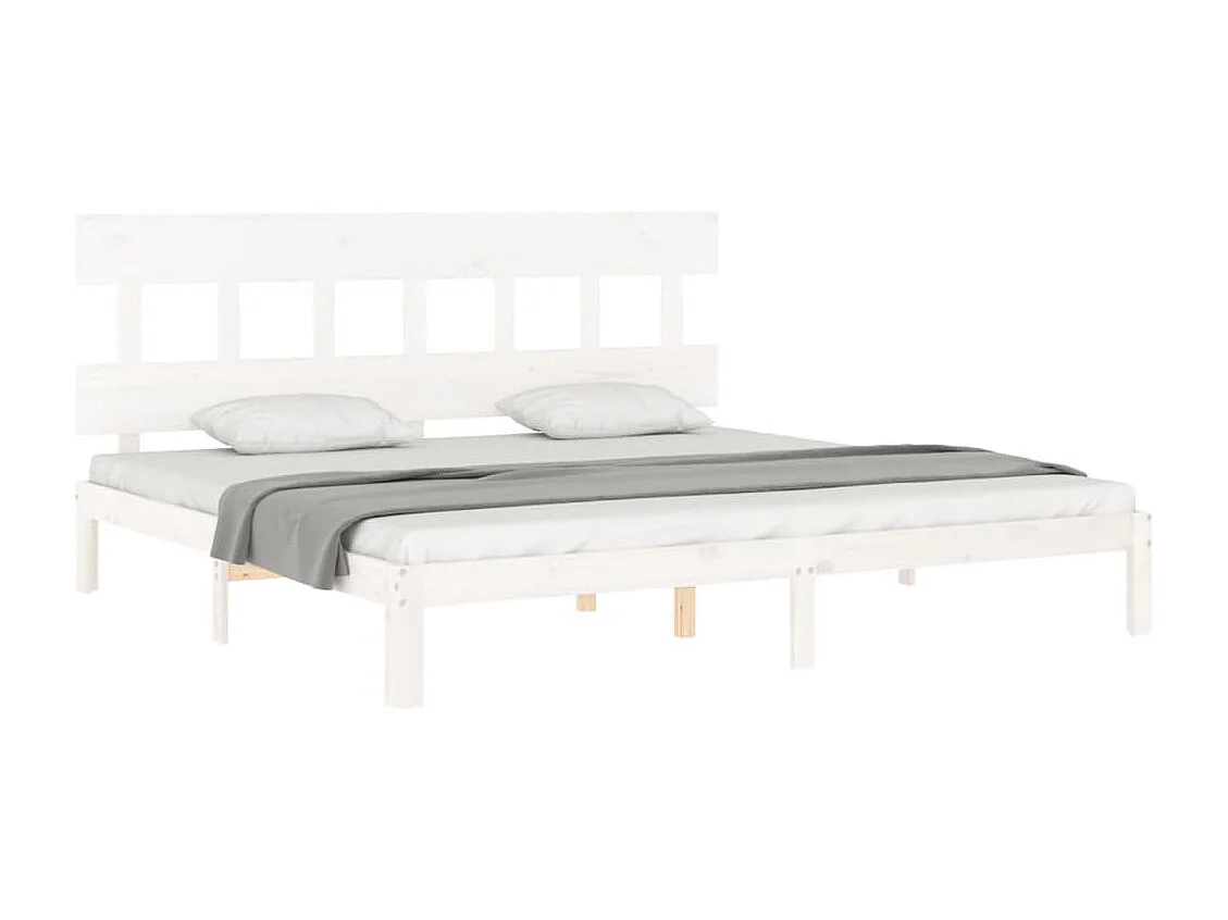 Bedframe met hoofdbord massief hout wit Super King Size