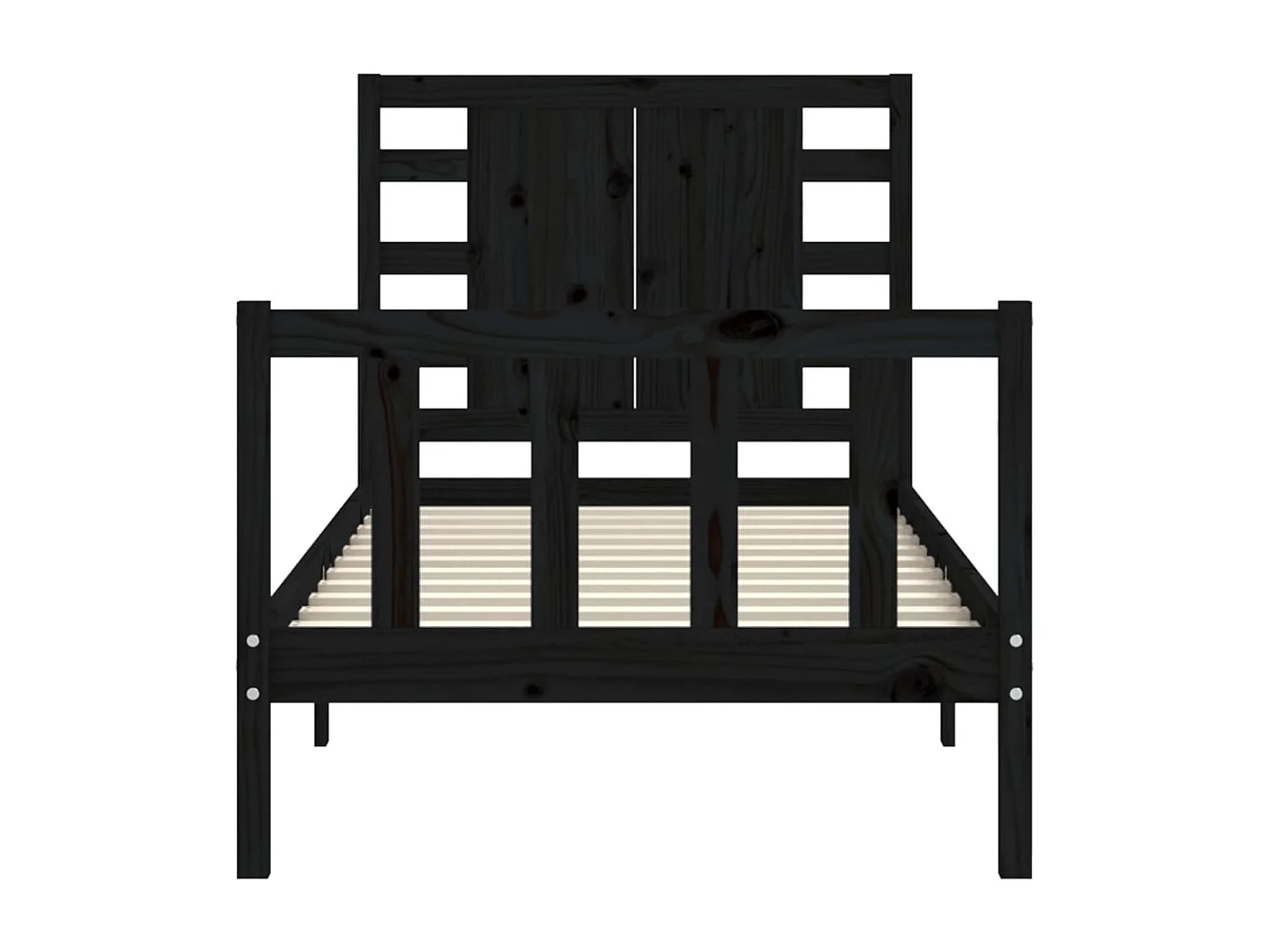 Bedframe met hoofdbord massief hout zwart