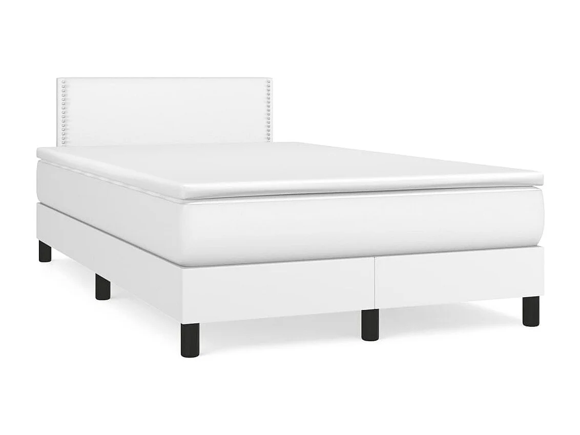 Sommier à lattes de lit avec matelas blanc 120x190 similicuir