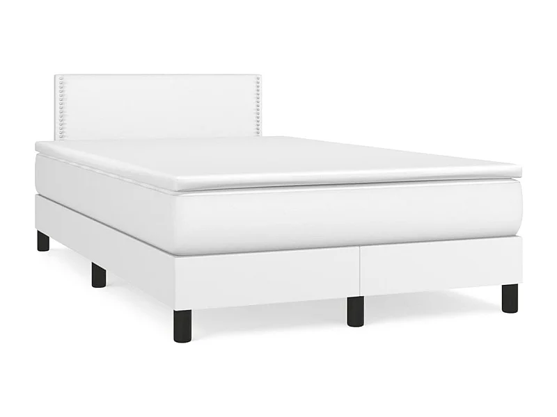 Sommier à lattes de lit avec matelas blanc 120x190 similicuir