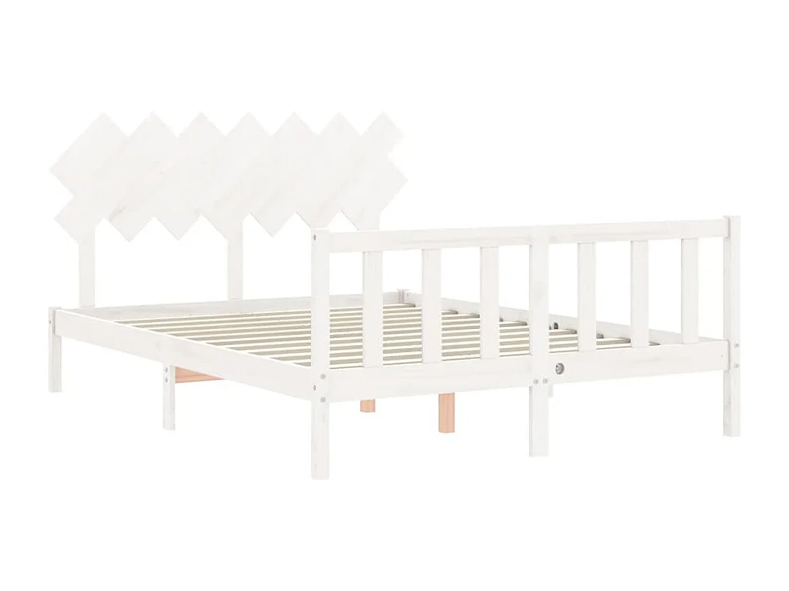 Cadre de lit avec tête de lit blanc 140x190 bois massif