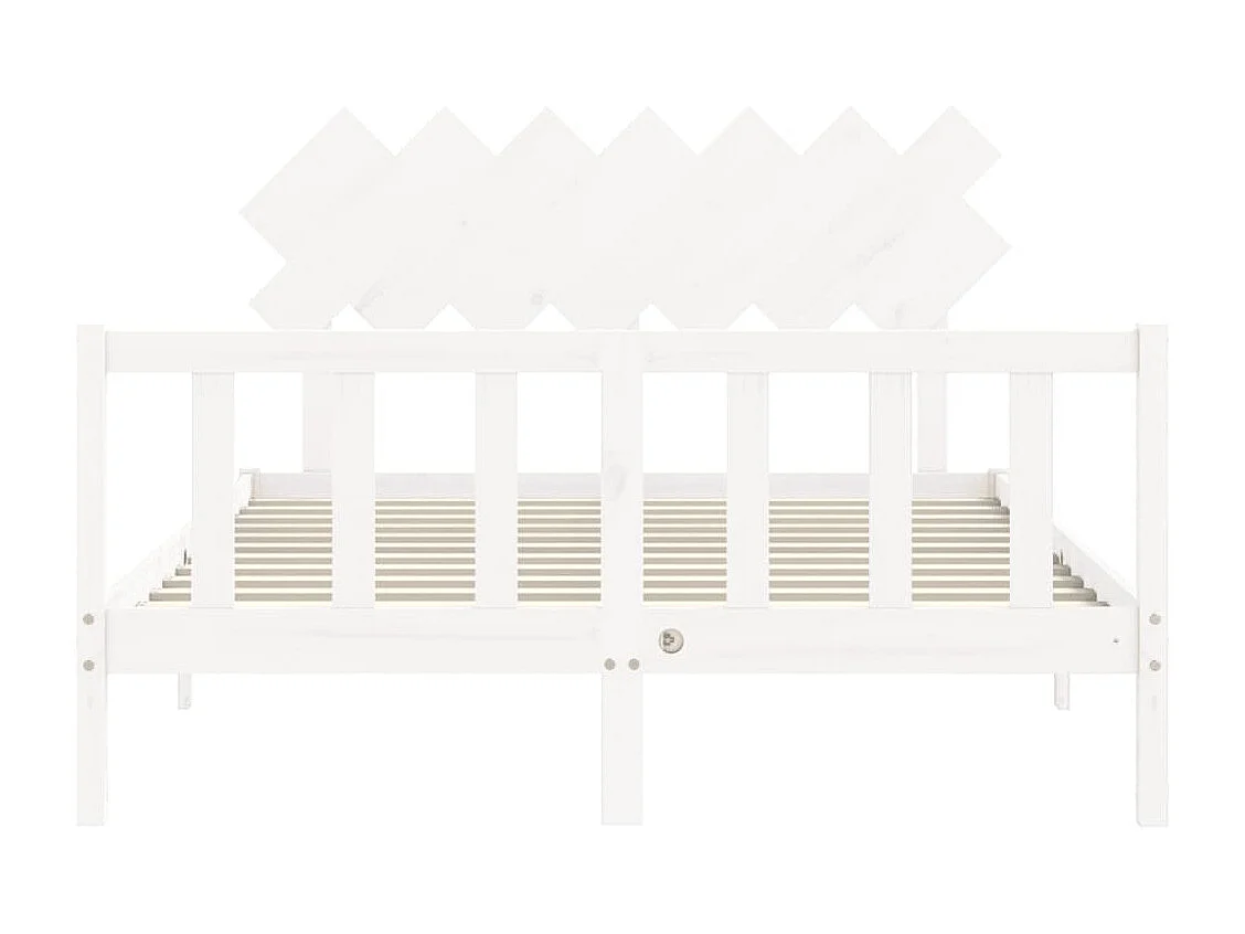 Cadre de lit avec tête de lit blanc 140x190 bois massif