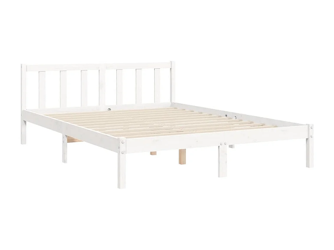 Cadre de lit avec tête de lit blanc 140x190 bois massif