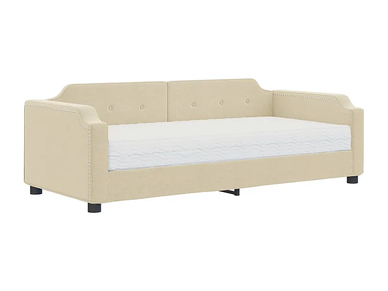 Lit de jour avec matelas crème 80x200 tissu