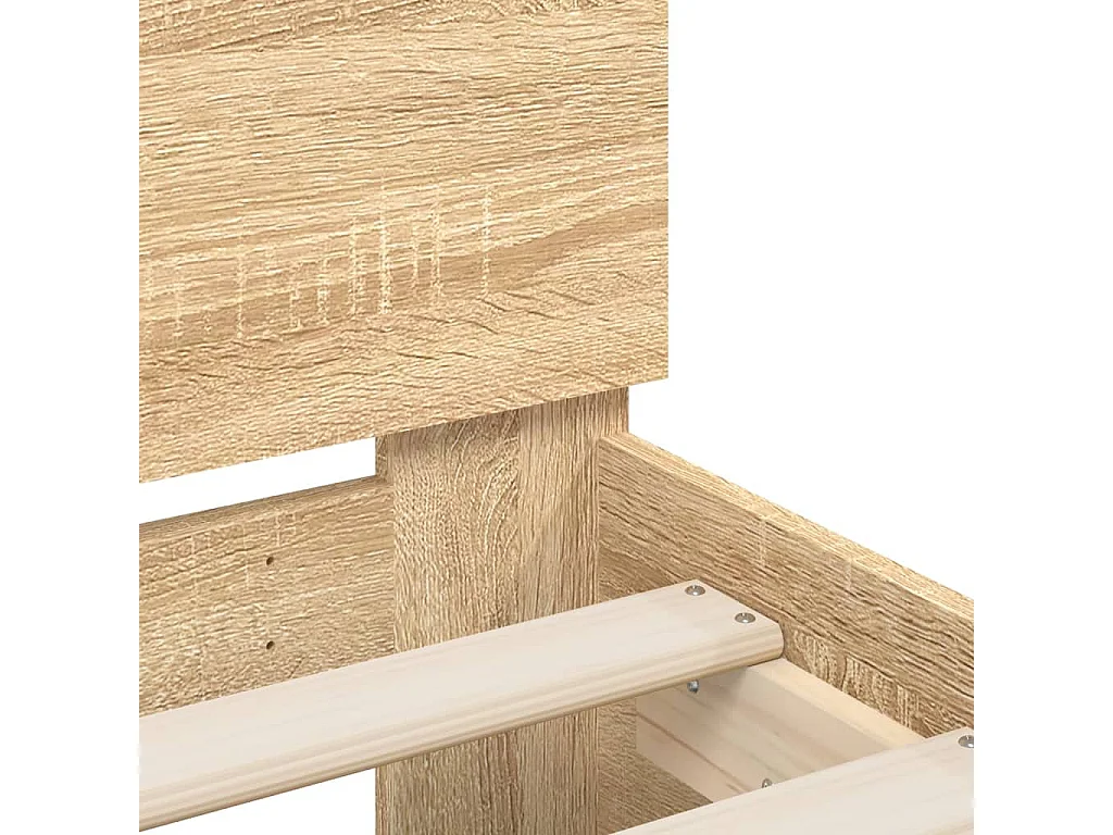 Cadre de lit avec tête de lit et LED chêne sonoma 200x200