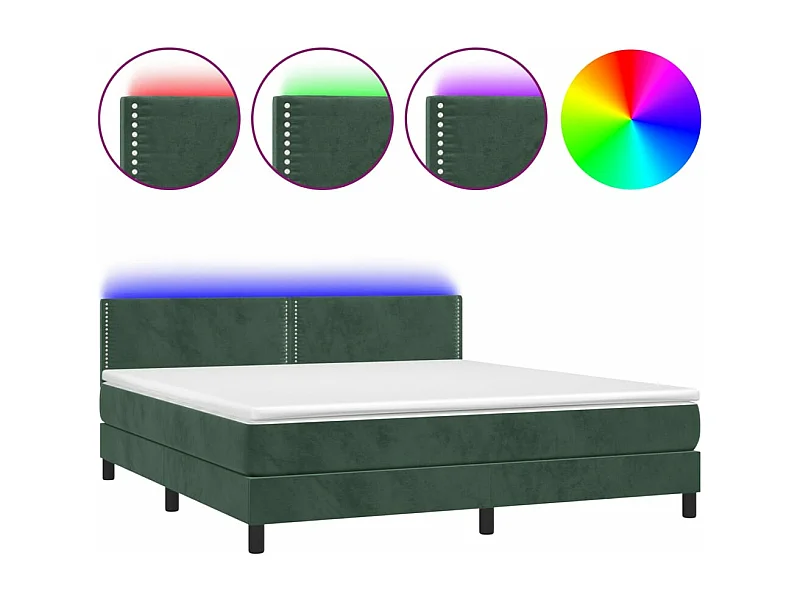 Sommier à lattes de lit avec matelas LED Vert foncé 180x200