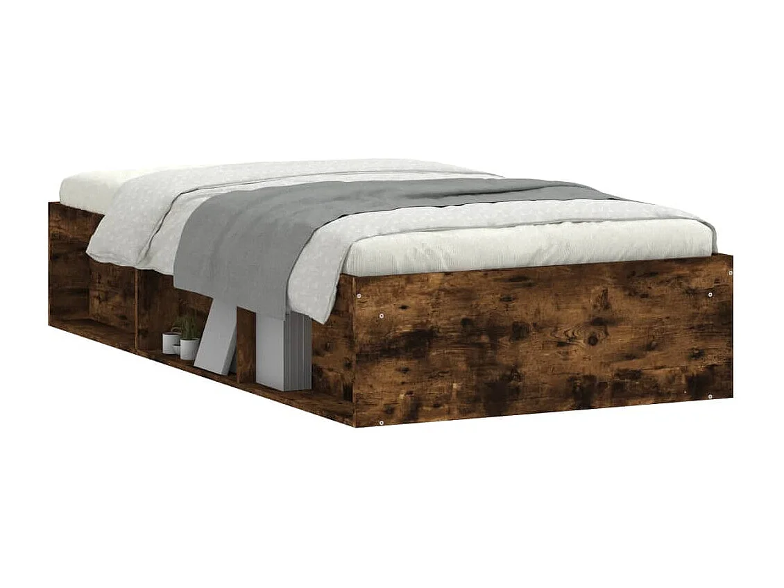 Cadre de lit chêne fumé 90x190