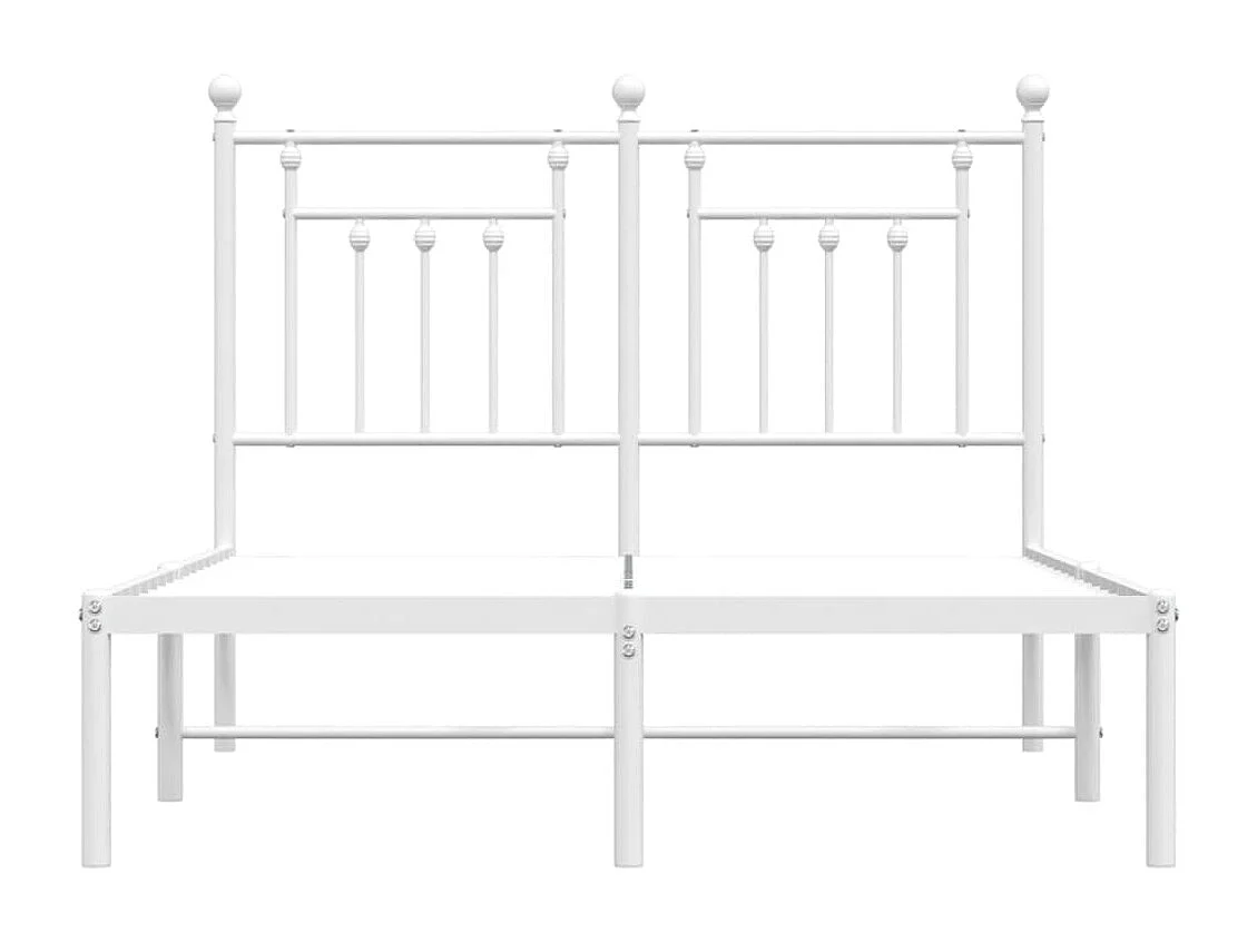 Cadre de lit métal avec tête de lit blanc 120x190