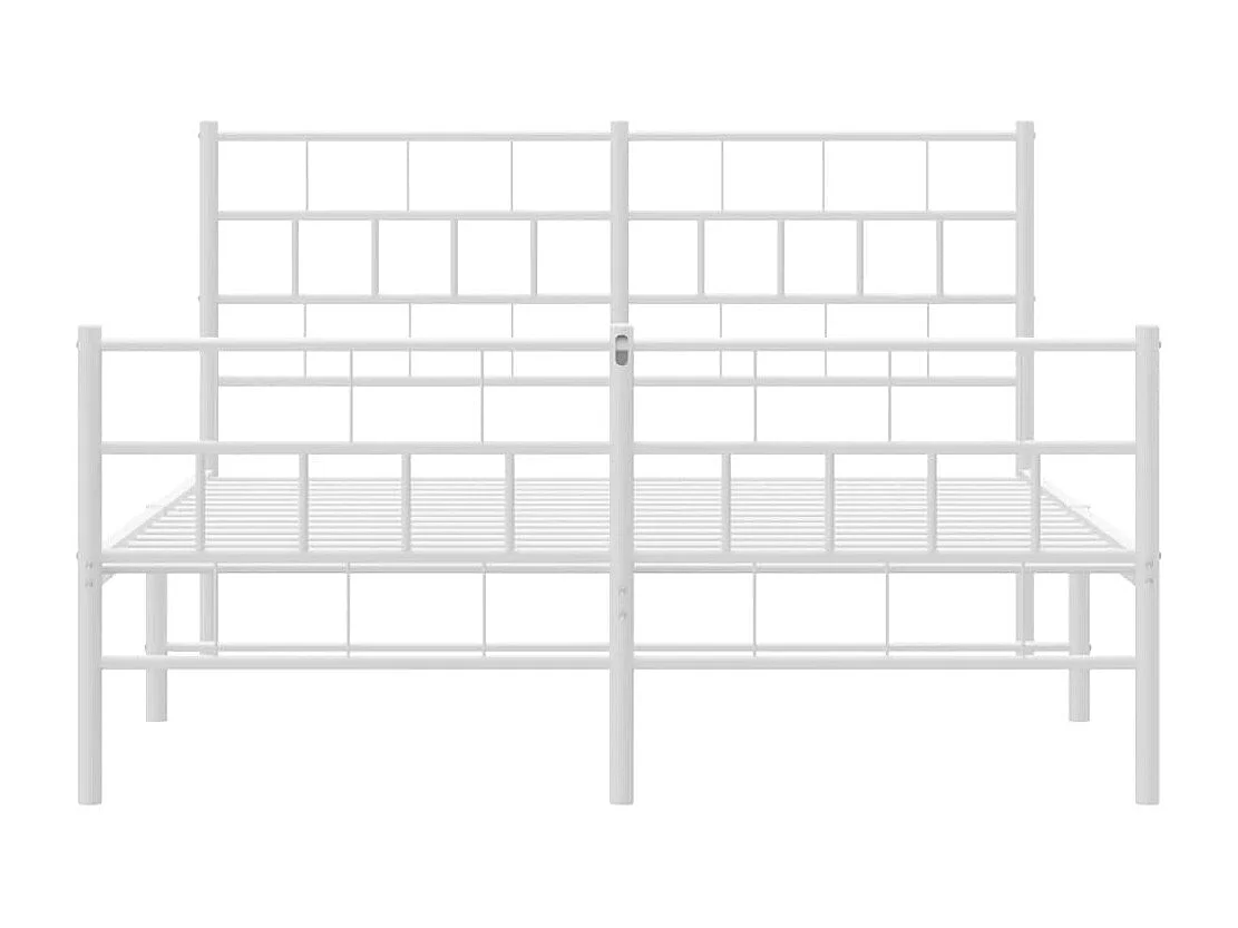 Cadre de lit métal avec tête de lit-pied de lit blanc 150x200