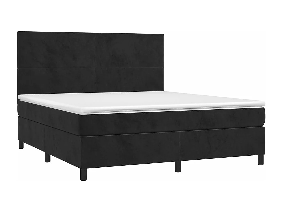 Sommier à lattes de lit et matelas LED Noir 160x200 Velours