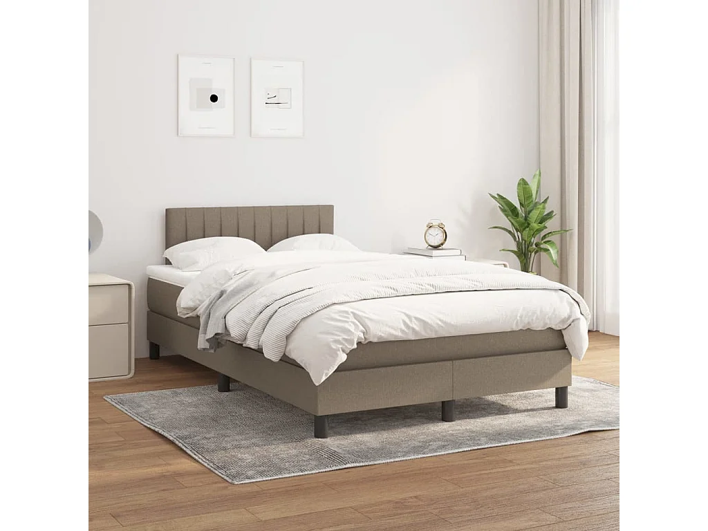 Sommier à lattes de lit avec matelas taupe 120x190 tissu
