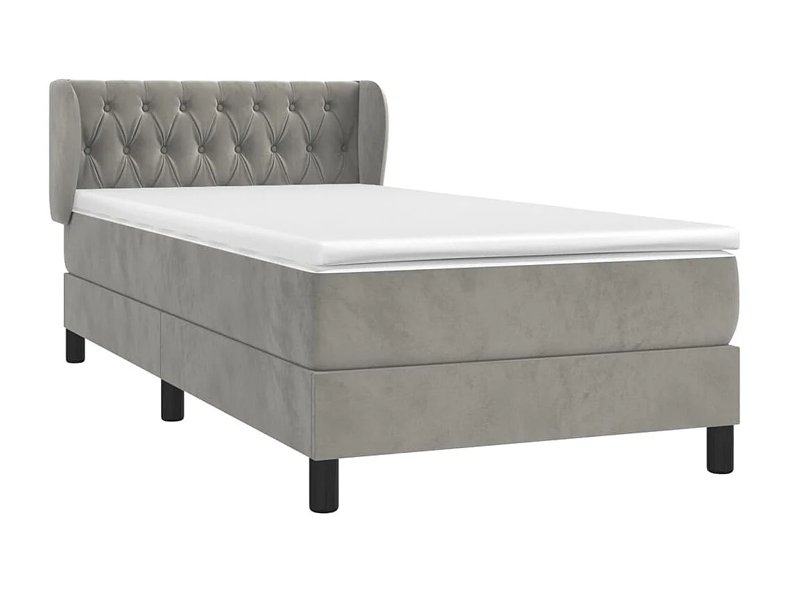 Sommier à lattes de lit et matelas Gris clair 90x190 Velours