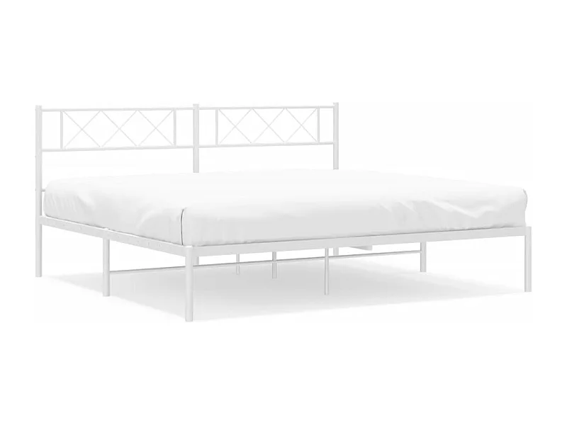 Cadre de lit métal avec tête de lit blanc 183x213