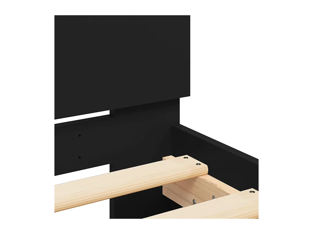 Estructura cama con cabecero madera ingeniería negra 75x190 cm