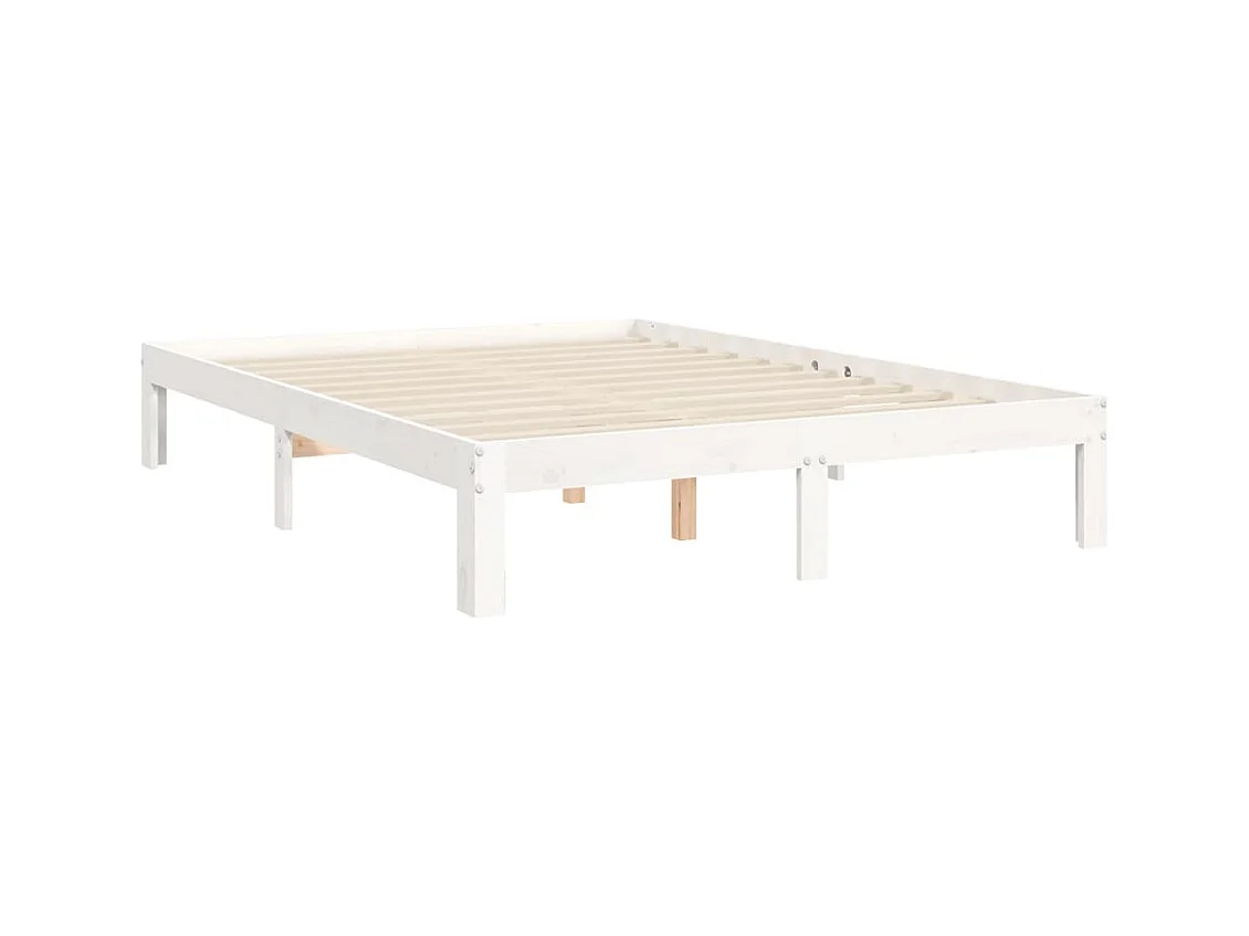 Cadre de lit avec tête de lit blanc petit double bois massif