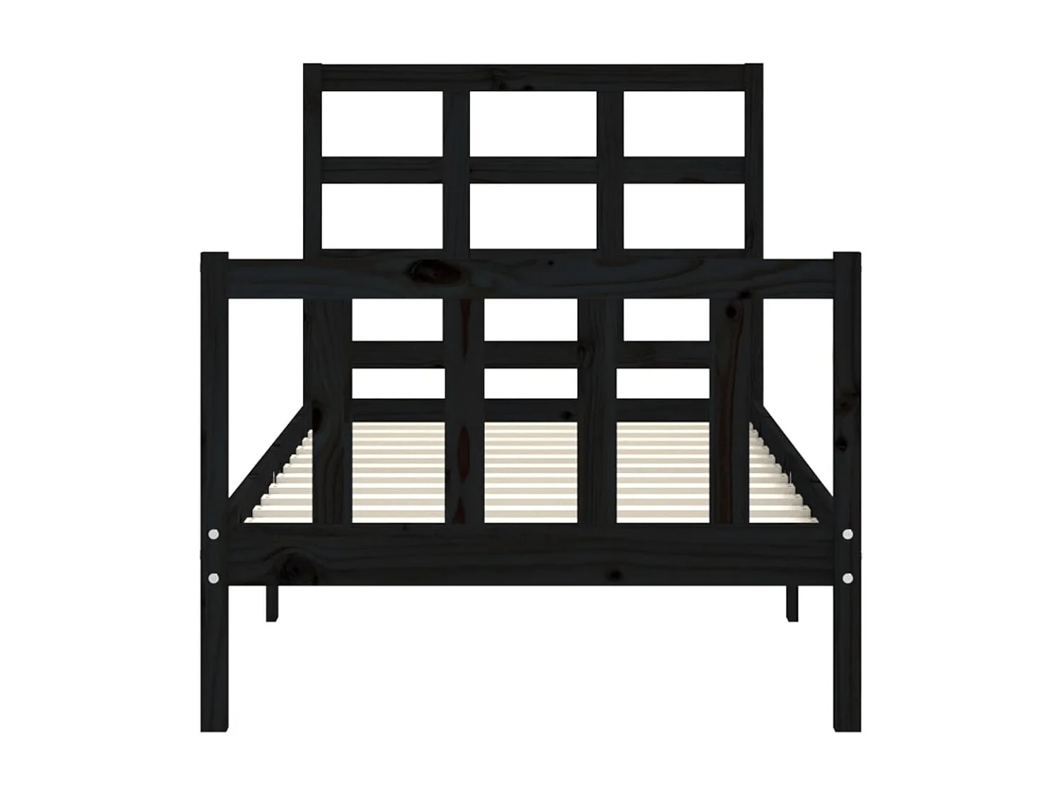 Cadre de lit avec tête de lit noir 90x190 bois massif