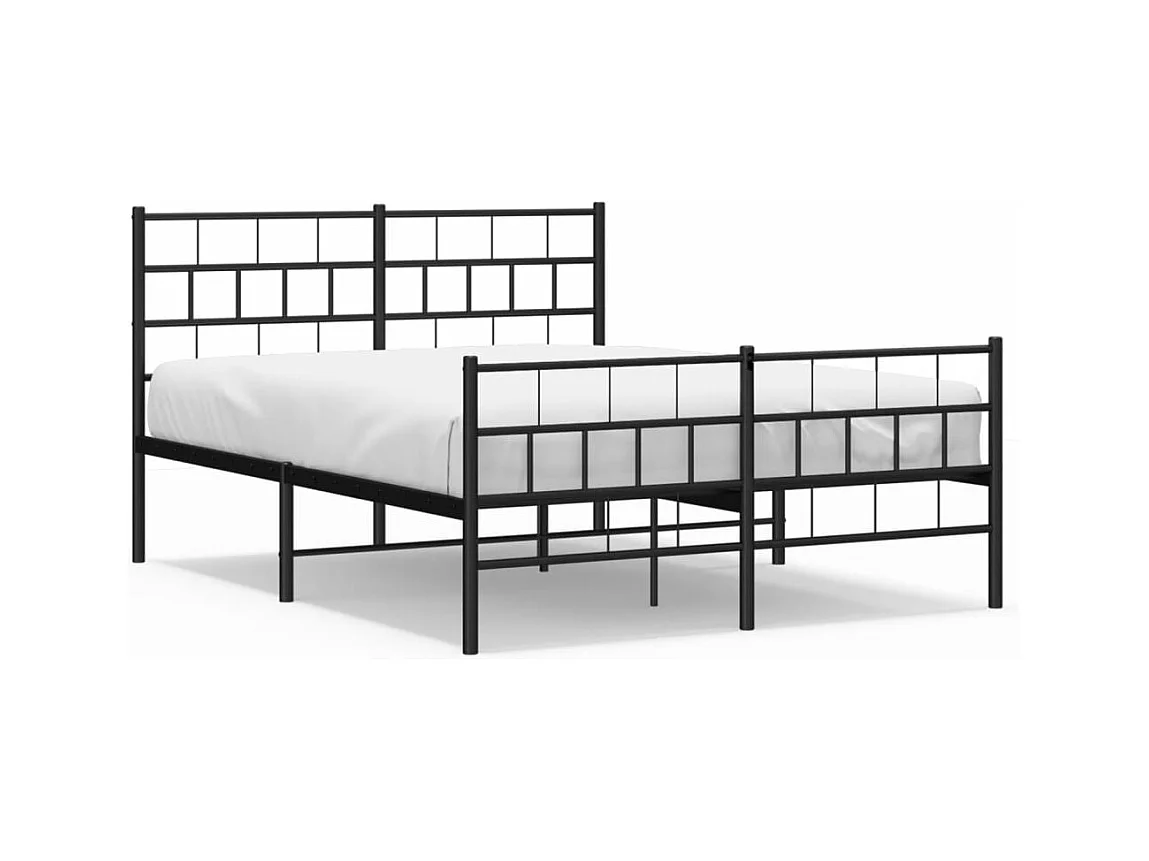 vidaXL Estructura de cama cabecero y estribo metal negro 140x200 cm