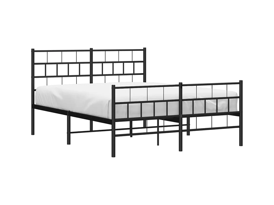 vidaXL Estructura de cama cabecero y estribo metal negro 140x200 cm
