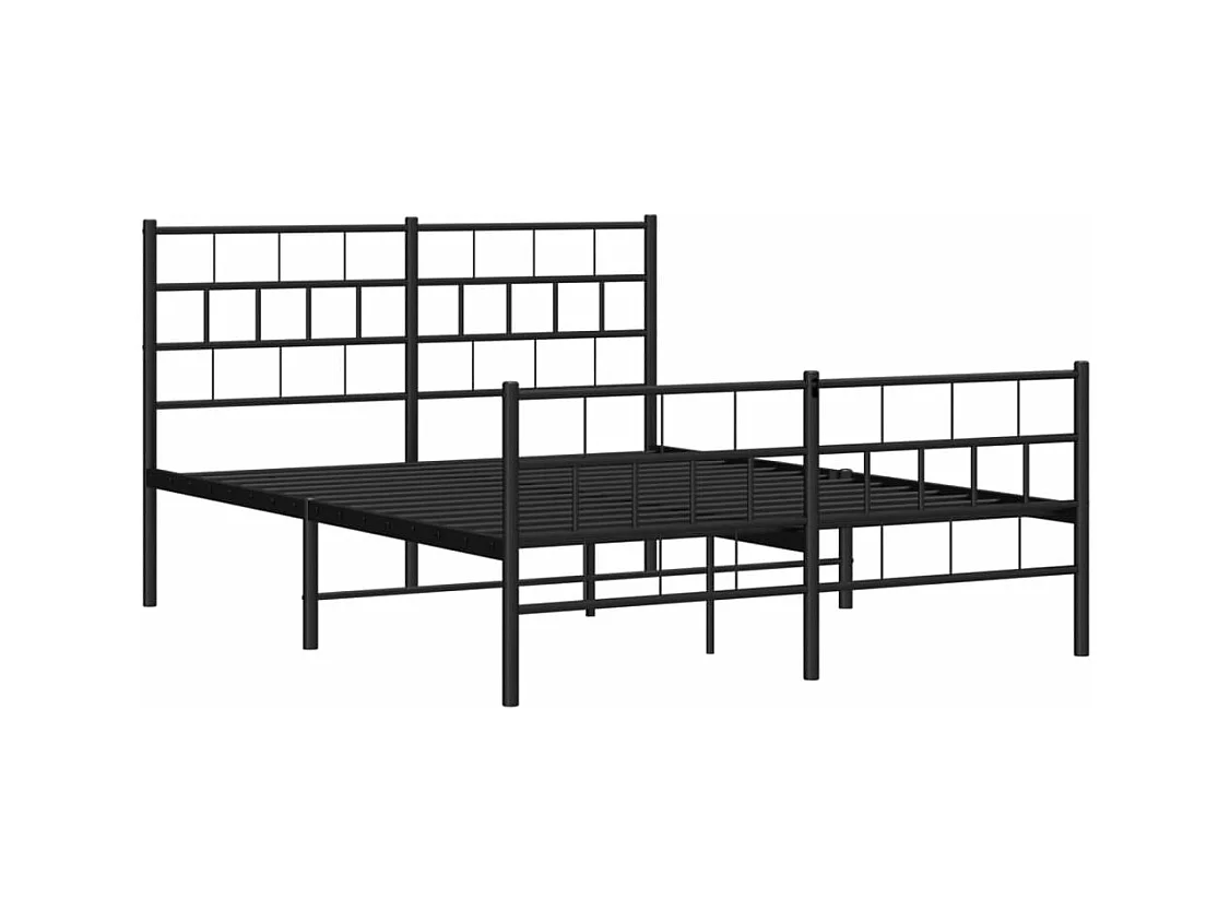 vidaXL Estructura de cama cabecero y estribo metal negro 140x200 cm