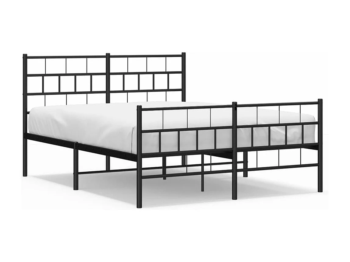 vidaXL Estructura de cama cabecero y estribo metal negro 140x200 cm