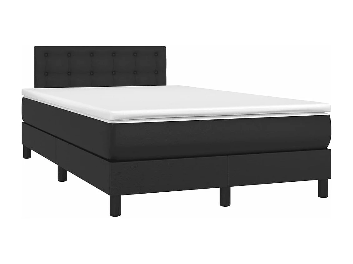 Sommier à lattes de lit avec matelas noir 120x190 similicuir