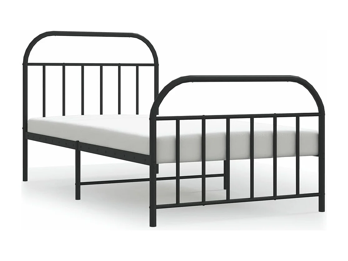 Cadre de lit métal avec tête de lit-pied de lit noir 107x203